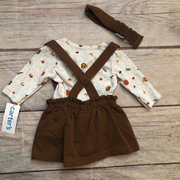 Autumn Harvest Carter's Baby Girl Jumpsuit w Matching Headband Size 3 Months NWT - Picture 4 of 5